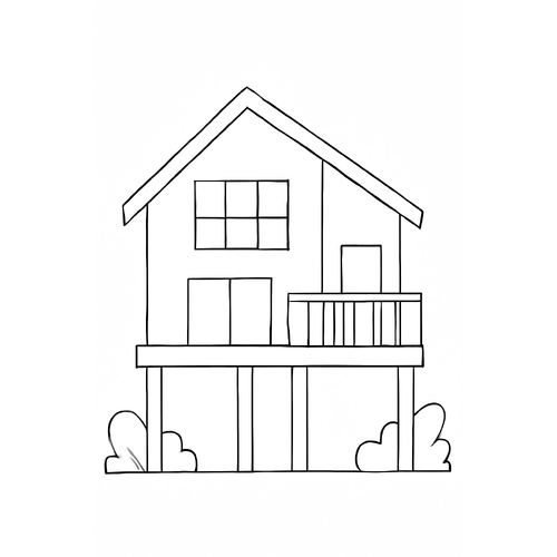 Tranh tô màu nhà sàn cho bé 2025 – Tải PDF miễn phí