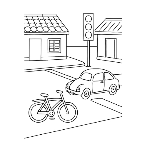 Tranh rỗng tô màu ngã tư đường phố cho bé đẹp 2025