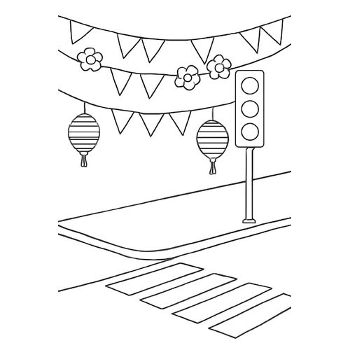 Tranh rỗng tô màu ngã tư đường phố cho bé đẹp 2025