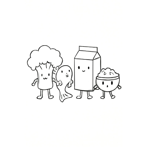 Tranh tô màu 4 nhóm thực phẩm 2025 để bé hiểu giá trị dinh dưỡng