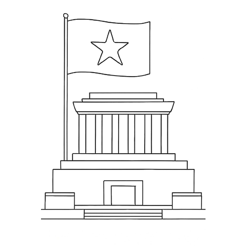 Tranh rỗng tô màu Lăng Bác Hồ cho bé đẹp 2025