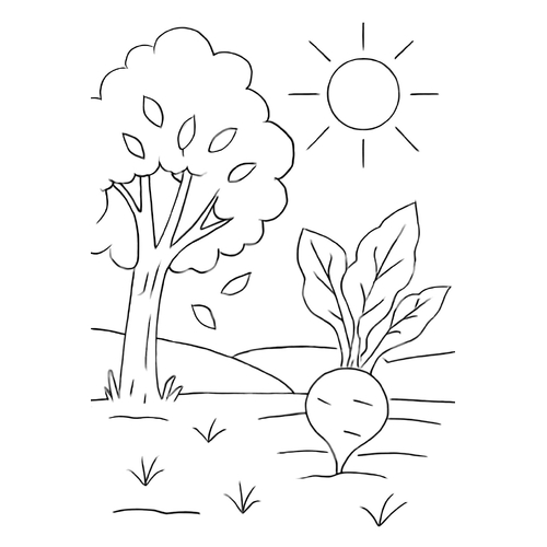 Tranh tô màu truyện nhổ củ cải cho bé 2025