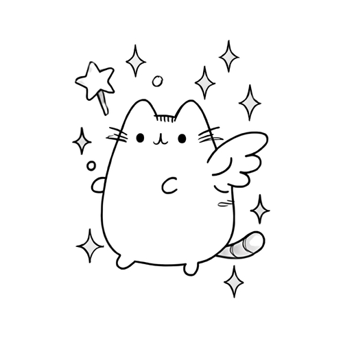 Tranh tô màu mèo Pusheen cho bé 2025 – Tải PDF miễn phí