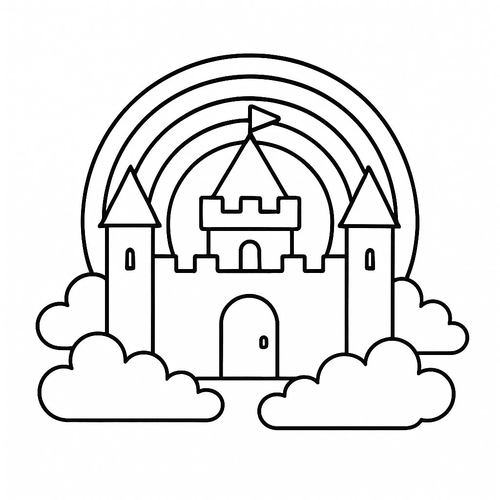 Tranh tô màu ngôi nhà cầu vồng cho bé đẹp nhất 2025