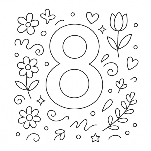 Tranh tô màu thiệp 8/3 cho bé 2025 – Tải PDF miễn phí
