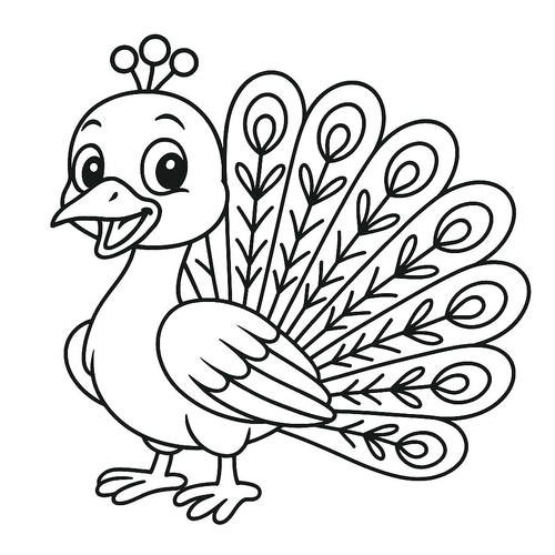 Tô màu con công cho bé 2025 – Hình tô màu đẹp mắt