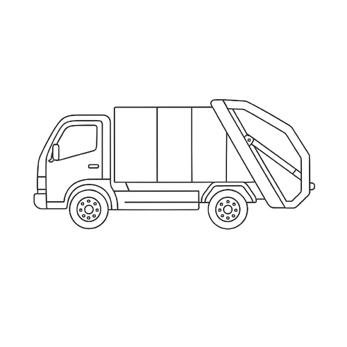 Tô màu xe chở rác cho bé 2025 - Hình tô màu PDF