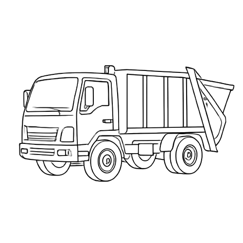 Tô màu xe chở rác cho bé 2025 - Hình tô màu PDF