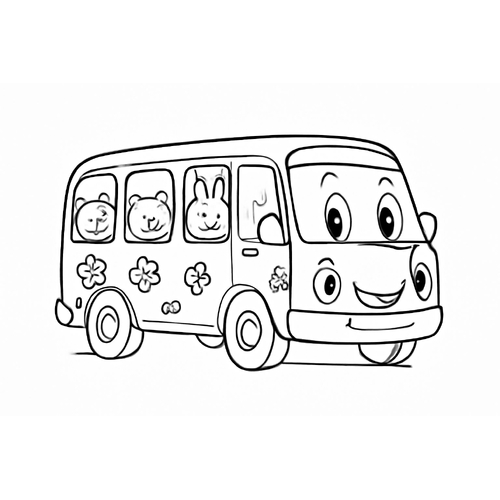 Tranh tô màu xe khách cho bé đẹp và sáng tạo 2025