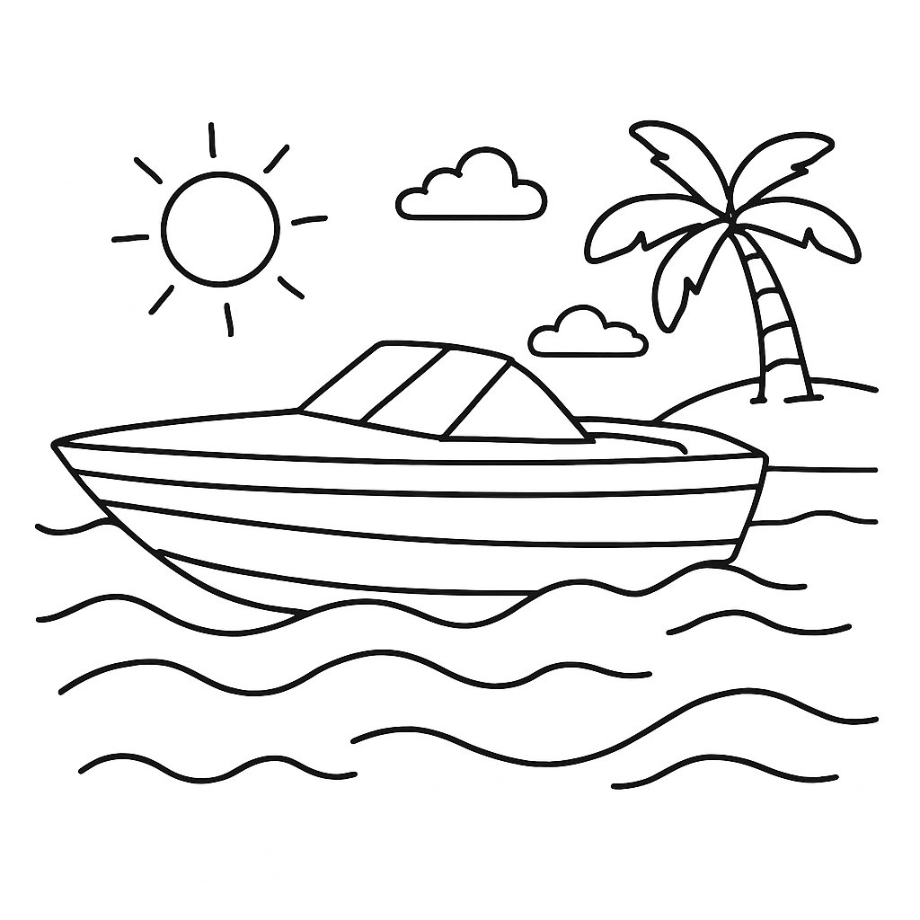 Tranh tô màu ca nô cho bé 2025 - dễ dàng