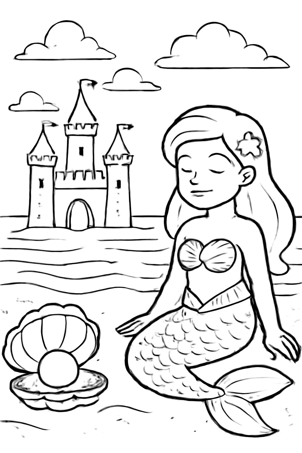 Tranh tô màu phong cảnh bãi biển cho bé 2025 đẹp