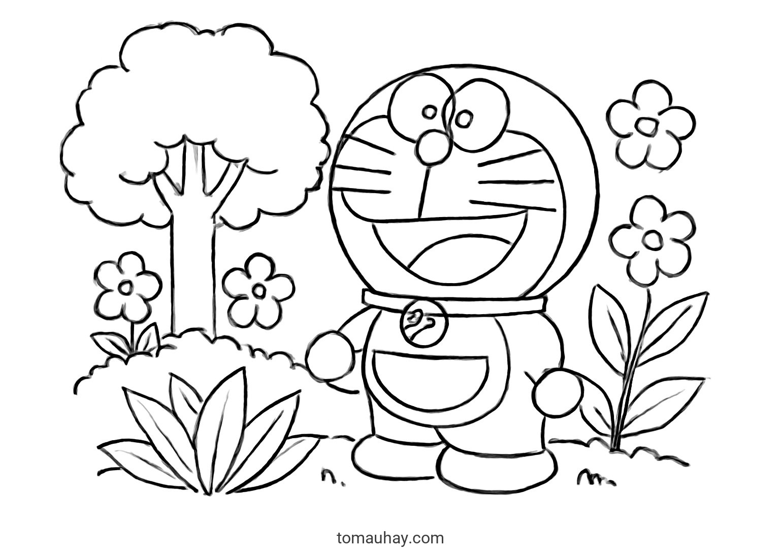 Tranh Tô Màu Doremi Cho Bé - Hình Tô Màu Năm 2026 - Doremi kết hợp thiên nhiên