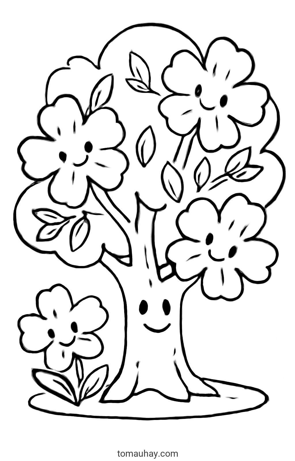 Tranh tô màu hoa phượng cho bé đẹp sáng tạo 2026 - Phong cách hoạt hình