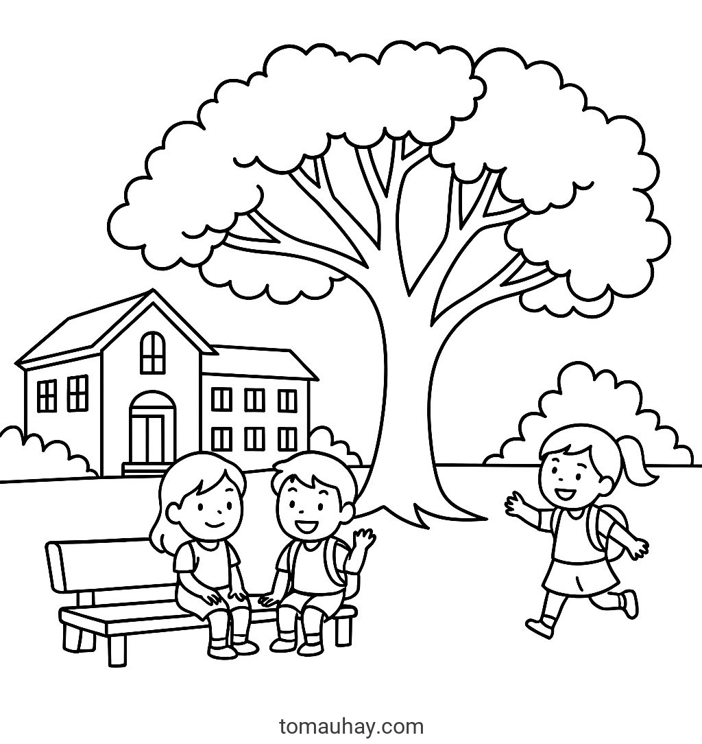 Tranh tô màu hoa phượng cho bé đẹp sáng tạo 2026 - Phong cách toàn cảnh