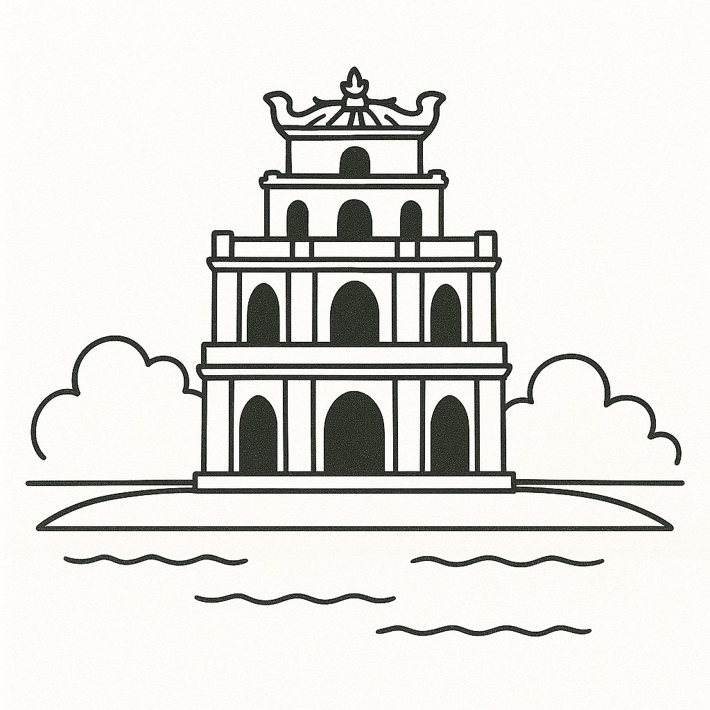 Tháp Rùa tả thực nhẹ