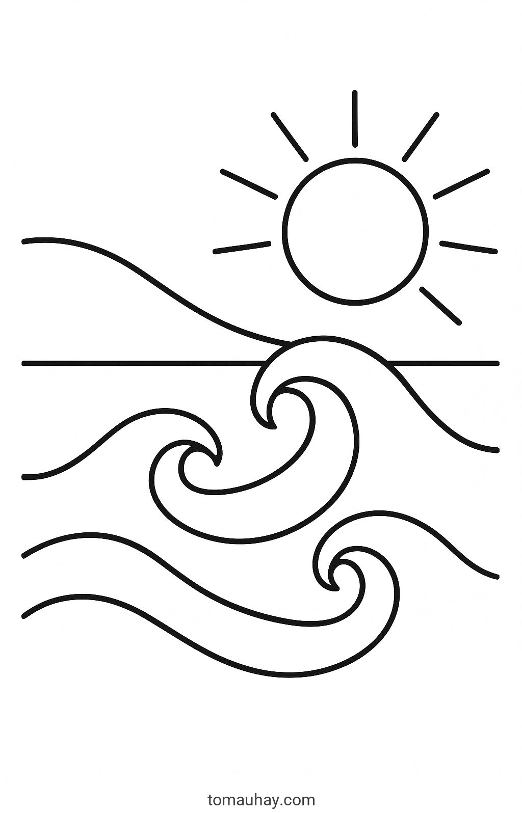 Tranh tô màu phong cảnh bãi biển cho bé 2026 đẹp - Trừu tượng sáng tạo