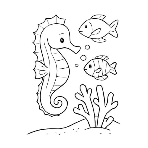 Tranh tô màu cá ngựa cho bé 2025 – Tải PDF miễn phí