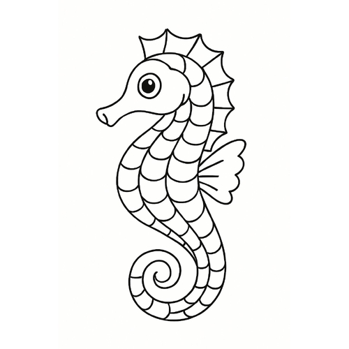 Tranh tô màu cá ngựa cho bé 2025 – Tải PDF miễn phí