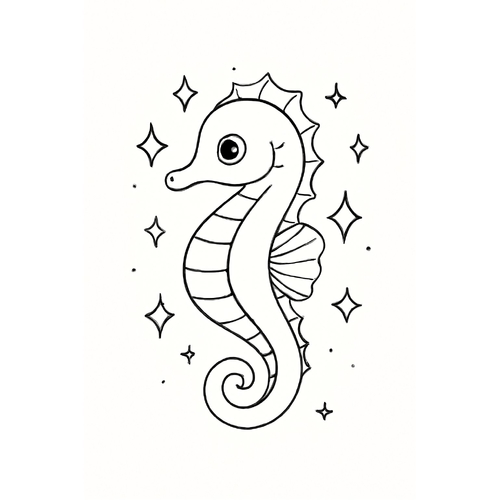 Tranh tô màu cá ngựa cho bé 2025 – Tải PDF miễn phí