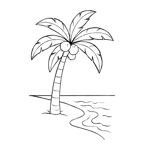 Tranh tô màu cây dừa cho bé 2025 – Tải PDF miễn phí