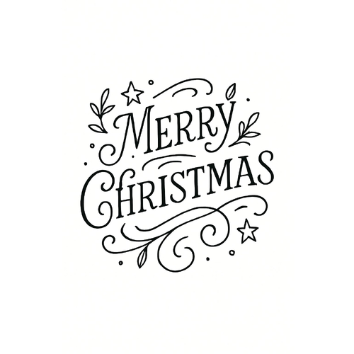 Tranh tô màu chữ Merry Christmas cho bé 2025 