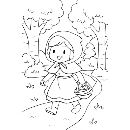 Tranh tô màu cô bé quàng khăn đỏ 2025 – PDF cho bé