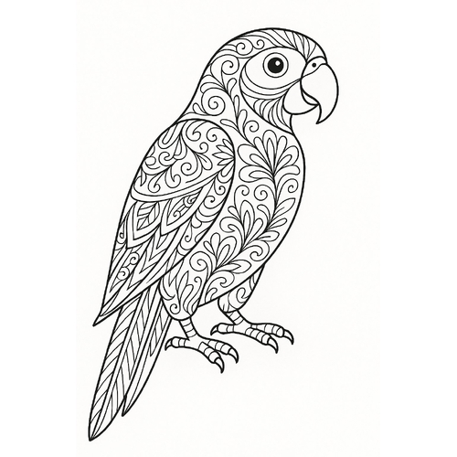 Tranh tô màu con vẹt cho bé 2025 – Tải PDF miễn phí