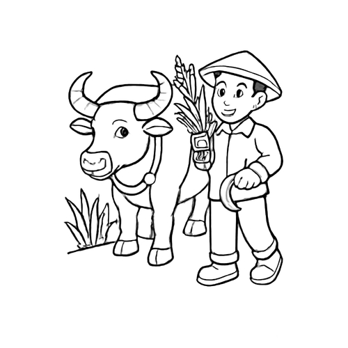 Tranh tô màu nghề nông dân cho bé 2025 đẹp dễ tải