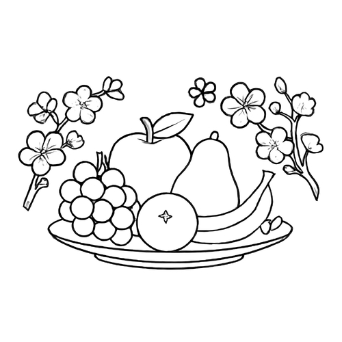 Tranh tô màu mâm ngũ quả ngày Tết cho bé 2025 đẹp