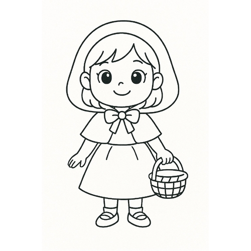 Tranh tô màu cô bé quàng khăn đỏ 2025 – PDF cho bé