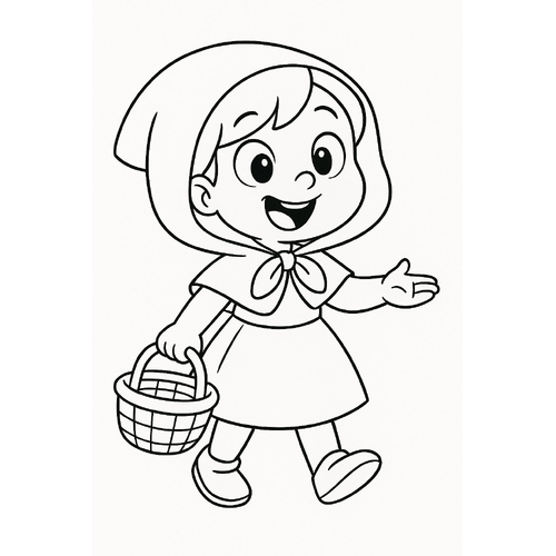 Tranh tô màu cô bé quàng khăn đỏ 2025 – PDF cho bé