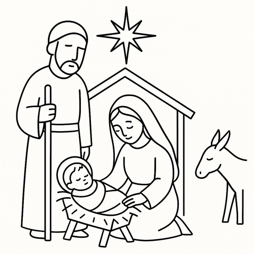 Tranh tô màu Chúa Giáng Sinh cho bé đẹp ý nghĩa 2025