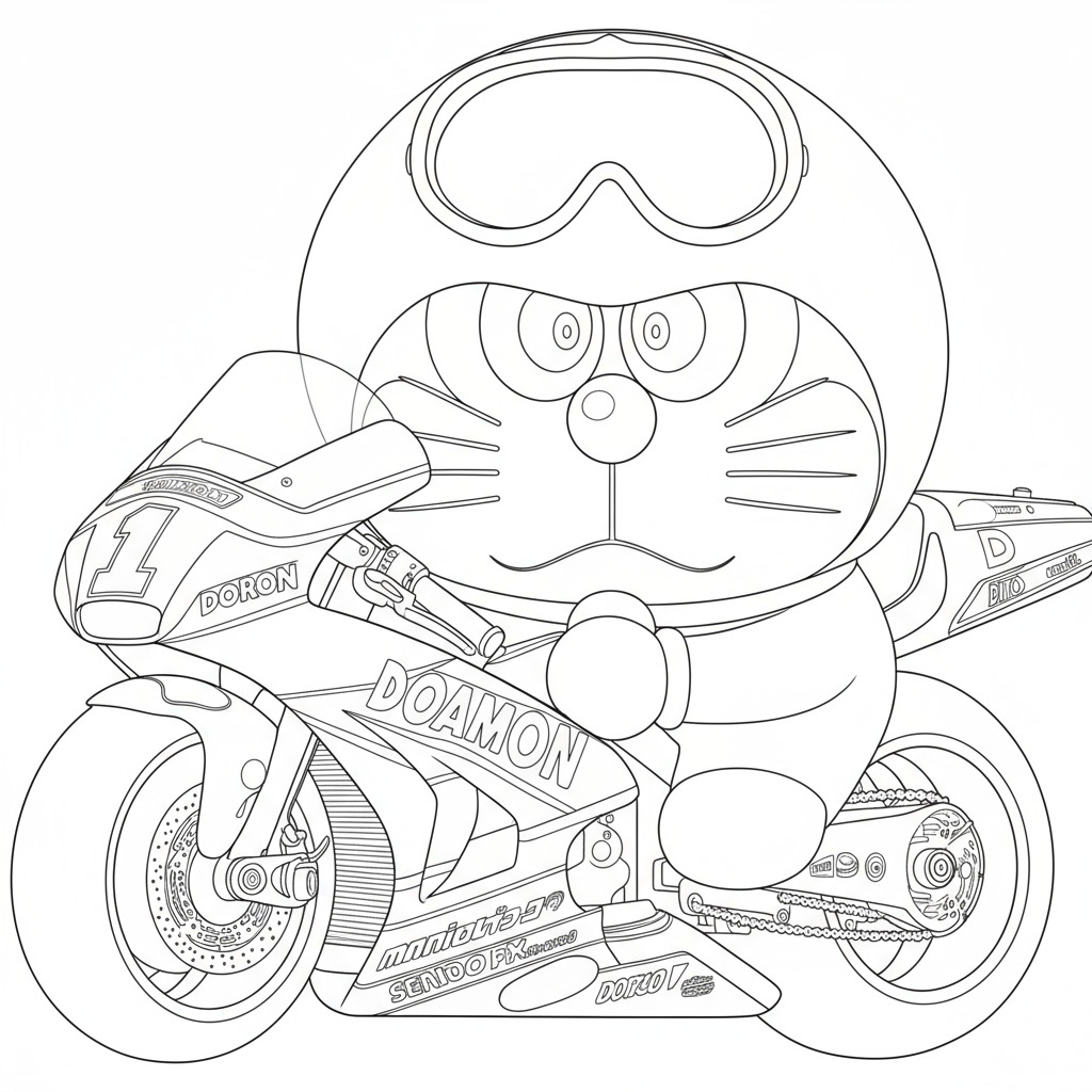 Doraemon cưỡi mô tô cực ngầu