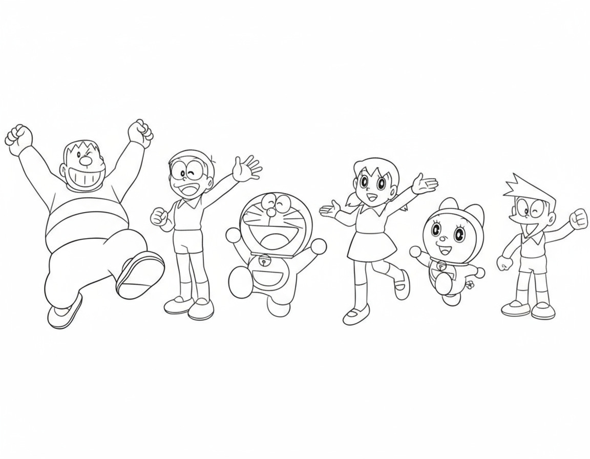 Cả nhóm bạn Doraemon cùng nhảy múa