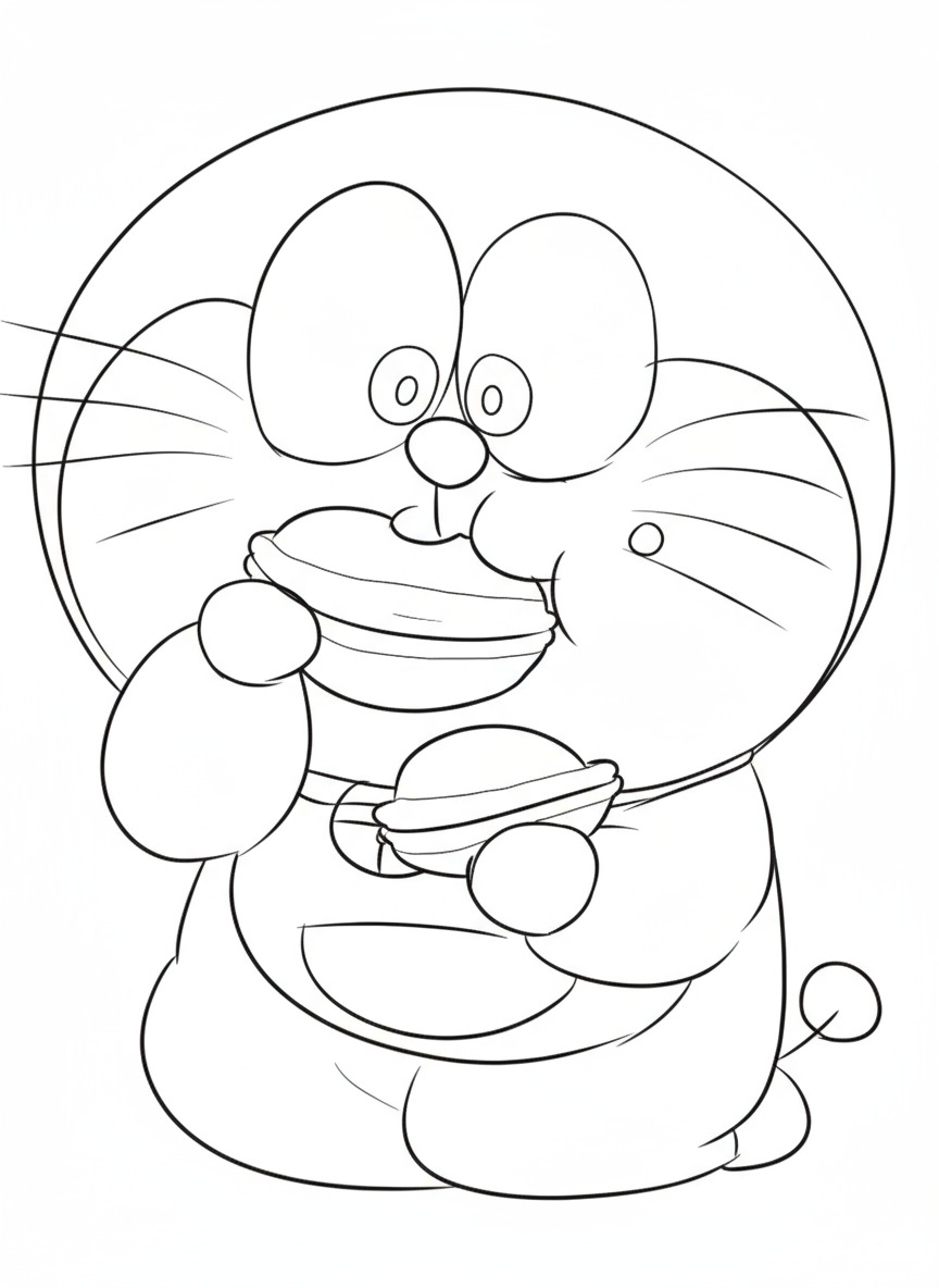 Doraemon cầm ly nước cam