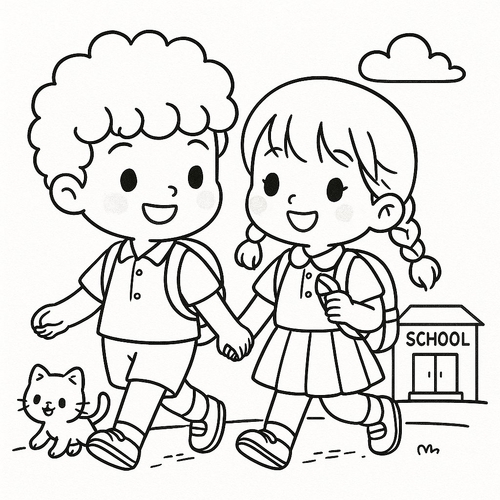 Tranh tô màu bạn trai bạn gái dễ thương 2025 cho bé tập tô