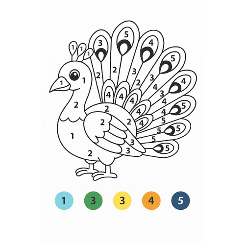 Hình Tô màu theo số cho bé giúp bé học nhận biết con số dễ dàng