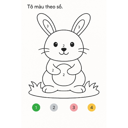Hình Tô màu theo số cho bé giúp bé học nhận biết con số dễ dàng