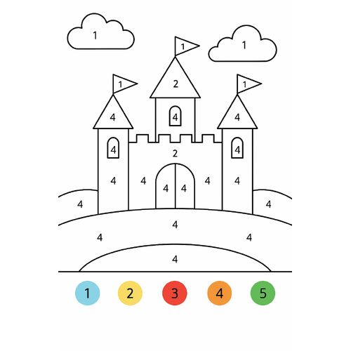 Hình Tô màu theo số cho bé giúp bé học nhận biết con số dễ dàng