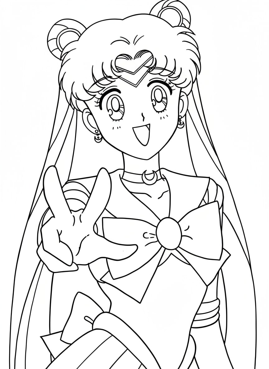 Tranh Tô Màu Thủy Thủ Mặt Trăng Đẹp Lung Linh – In Hình Cho Bé Gái Miễn Phí