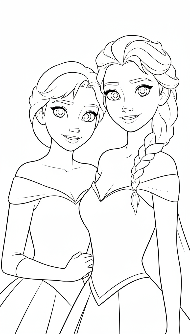 Elsa và Anna tựa vai thân thiết mỉm cười