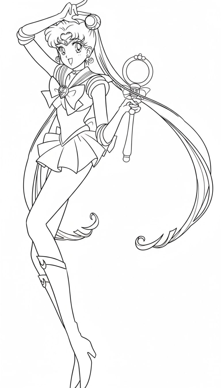 Thủy thủ Mặt trăng vung gậy phép thuật