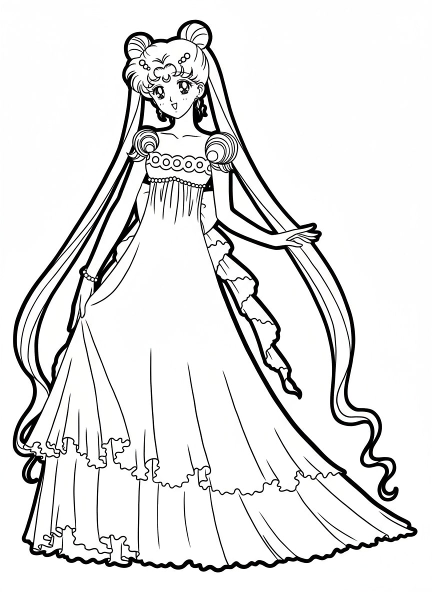 Tranh Tô Màu Thủy Thủ Mặt Trăng Pha Lê – Hình Công Chúa Sailor Moon Crystal Lấp Lánh