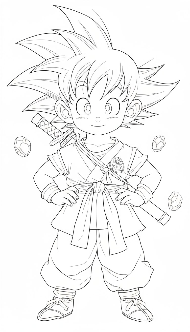 Songoku nhí mặc võ phục cười tươi