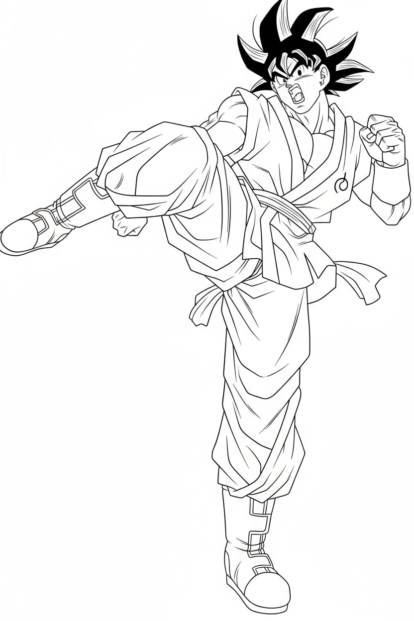 Songoku bay người tung cú đá