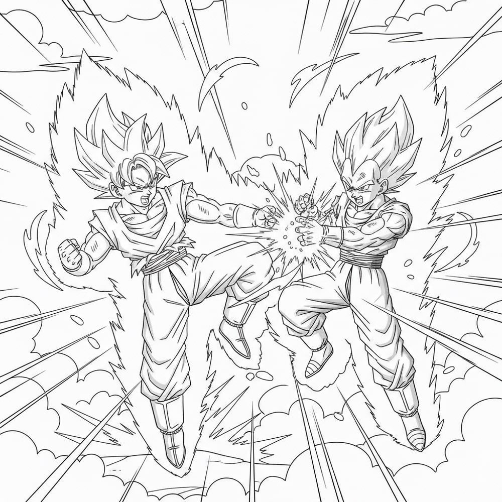 Songoku và Vegeta chiến đấu