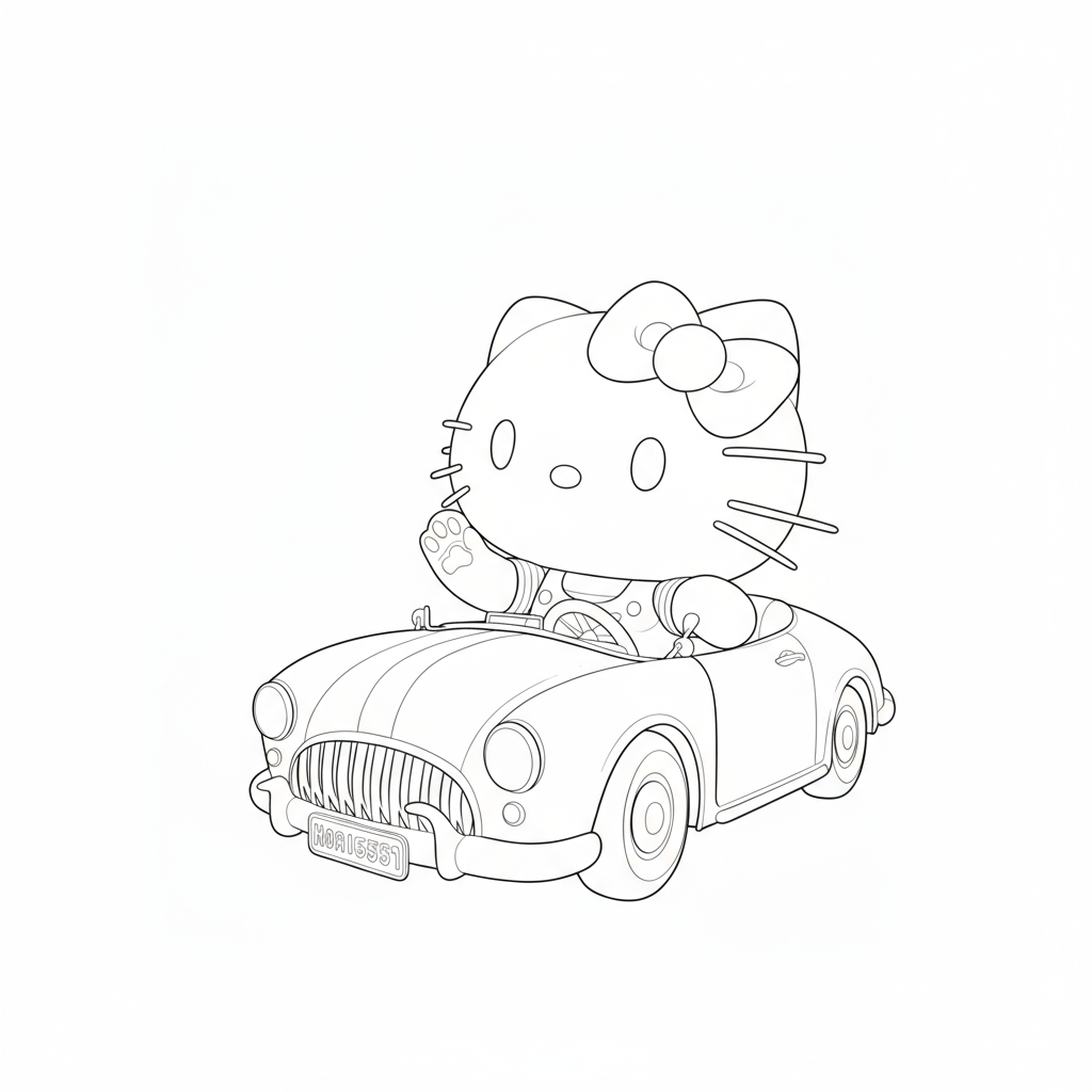 Hello Kitty lái xe hơi nhỏ