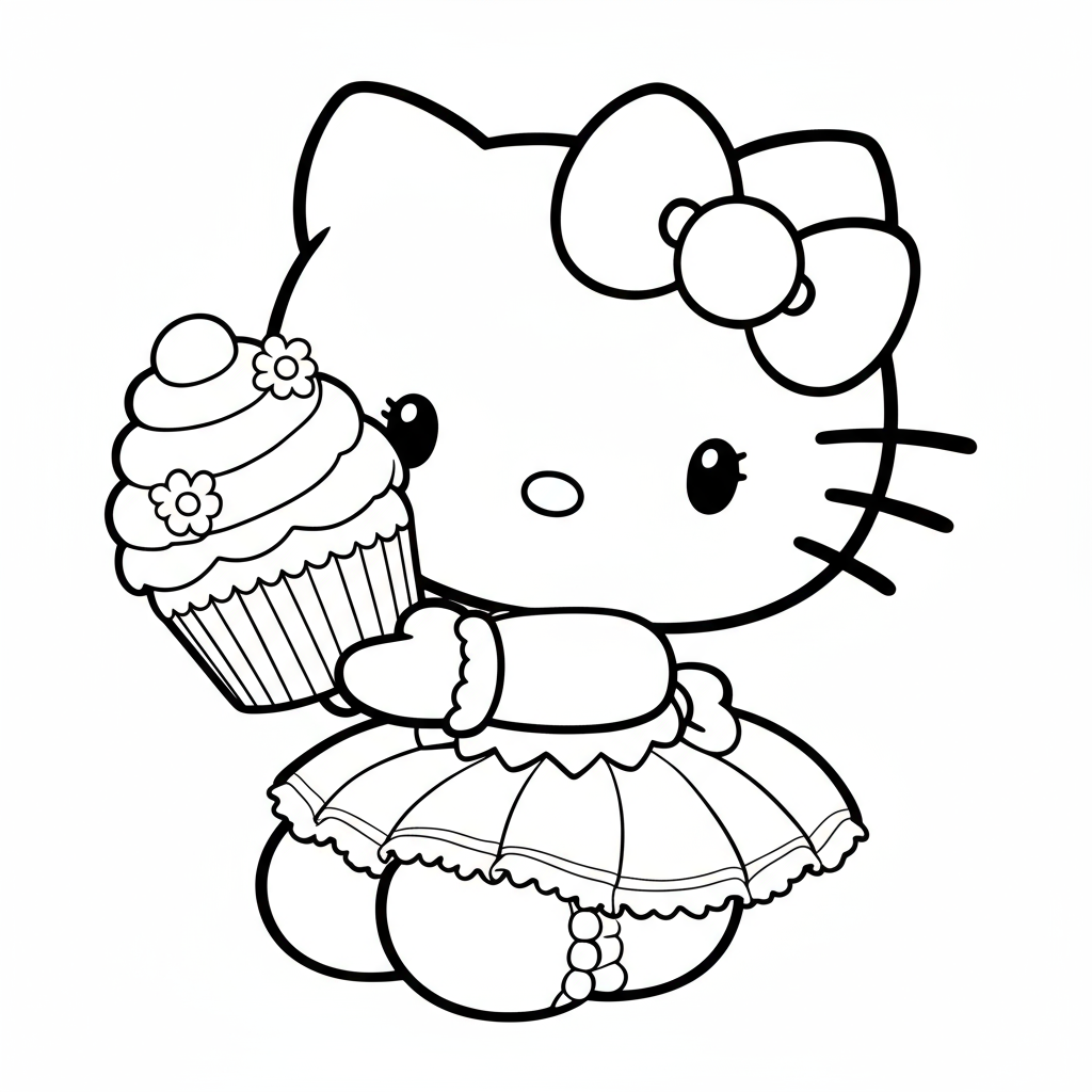 Hello Kitty cầm bánh kem lớn