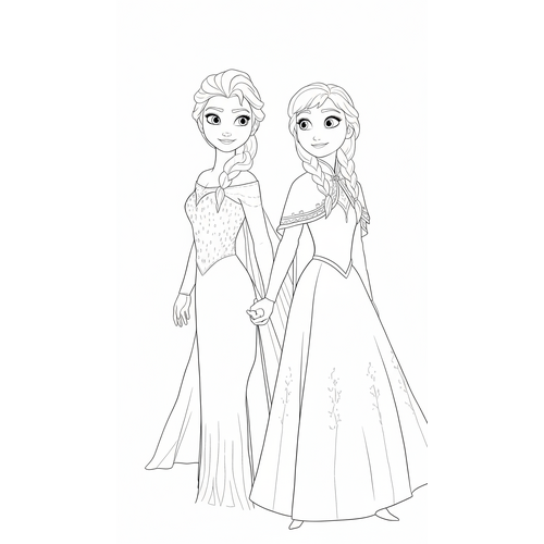 Tranh Tô Màu Công Chúa Elsa Và Anna cực dễ thương giành cho bé gái