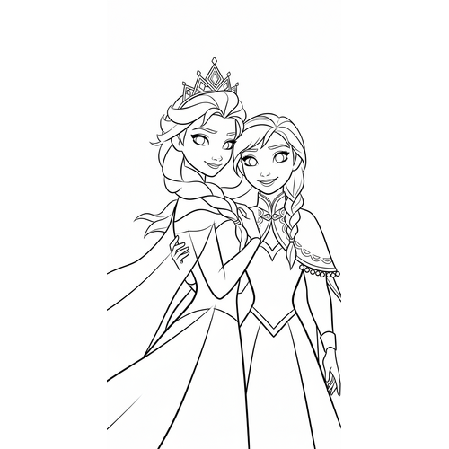 Tranh Tô Màu Công Chúa Elsa Và Anna cực dễ thương giành cho bé gái